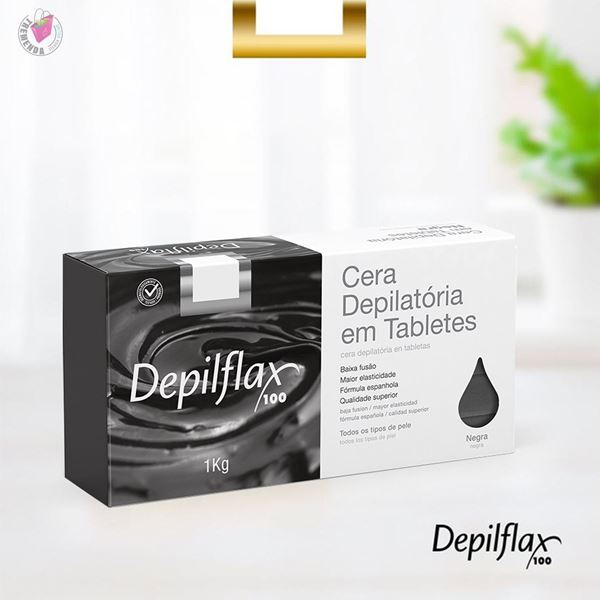 Imagen de Cera Depilatora Española Depilflax Negra Vellos Duros 1Kg