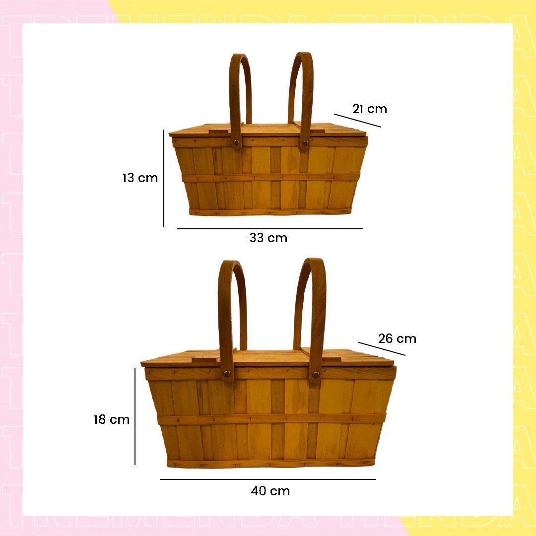 Caja Cesta de madera c/asas 2 medidas Ref.AR1653 - Mabaonline