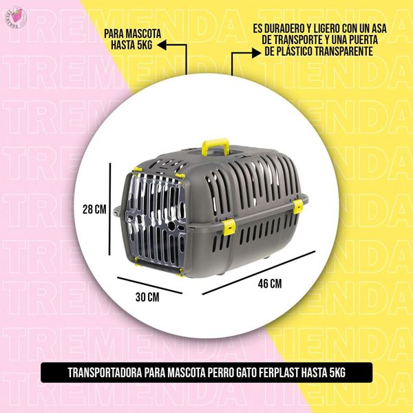 Imagen de Transportadora Para Mascota Perro Gato Ferplast Hasta 5kg