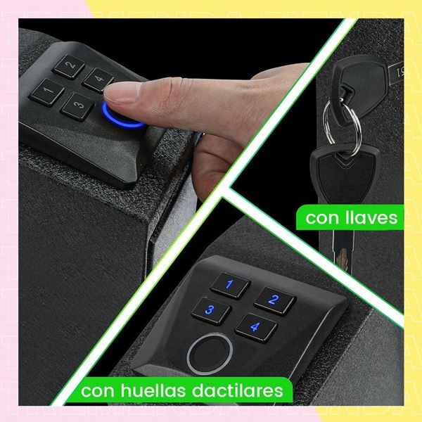 Imagen de Caja De Seguridad Acero Para Pistolas Con Pin Huella Y Llave