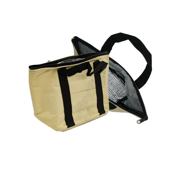 Imagen de Lunchera Bolso Térmico Con Cierre Beige Camping Escolar 18cm
