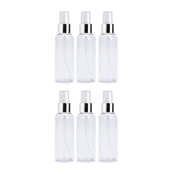 Imagen de Pack 6 Frascos Plasticos Bala Con Pico Spray Plata 120ml