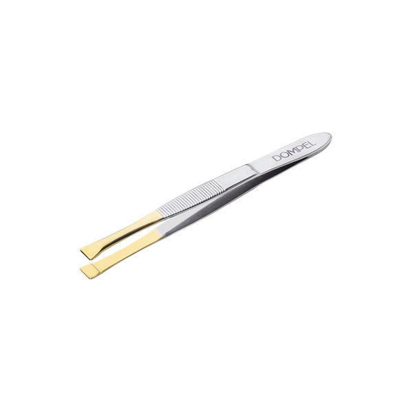 Imagen de Pinza De Cejas Recta Punta Color Oro Dompel Estetica