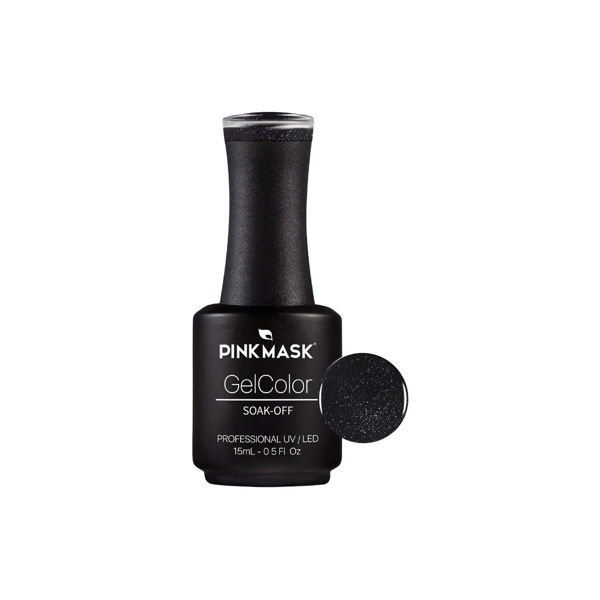 Imagen de Esmalte Para Uñas Gel Semipermanente Pink Mask Negro Glitter
