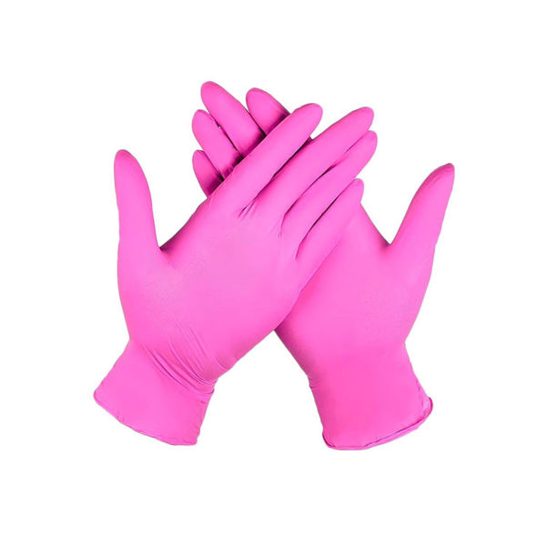 Imagen de Guantes De Nitrilo Descartable Color Rosa Talle M X 10 Pares