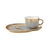 Imagen de Taza Cerámica Té Texturizada 200ml + Plato + Cuchara 12cm