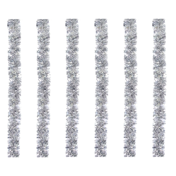 Imagen de Pack 6 Boa Guirnalda Fina Navideña Plateada Tornasol 200cm