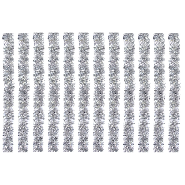 Imagen de Pack 12 Boa Guirnalda Fina Navideña Plateada Tornasol 210cm