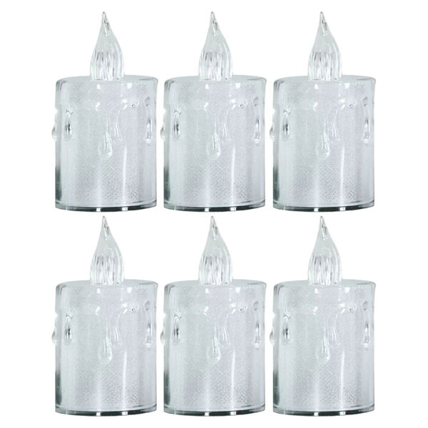 Imagen de Pack 6 Velas De Luz Led Acrílica Luz Cálida 3,5cm X 8cm Alto