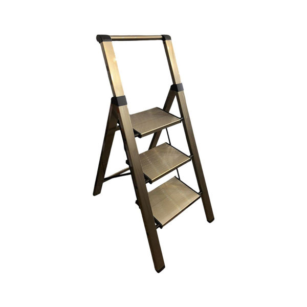 Imagen de Escalera Plegable Plateada De Aluminio 3 Escalones 113cm