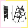Imagen de Escalera Plegable Negra De Aluminio 3 Escalones 84cm