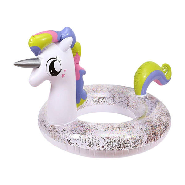 Imagen de Salvavidas Flotador Inflable Unicornio Con Glitter 75cm