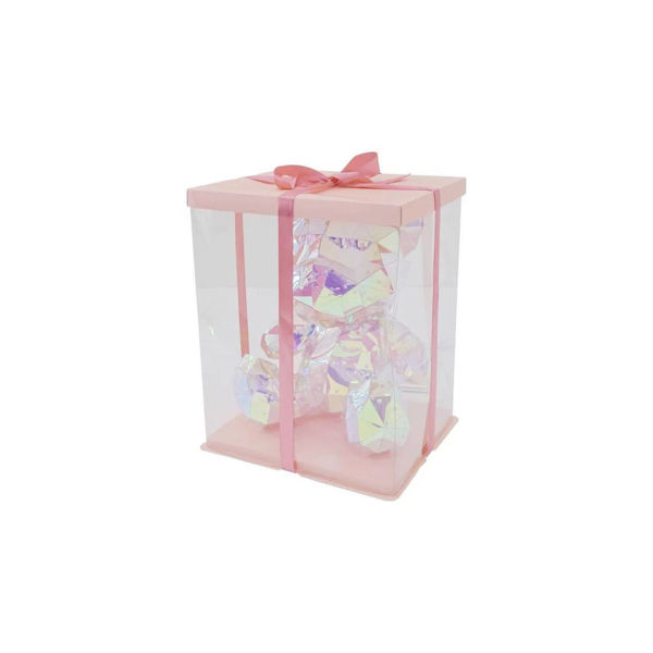 Imagen de Oso Facetado Iridiscente Con Luz Led Usb Y Caja 20cm