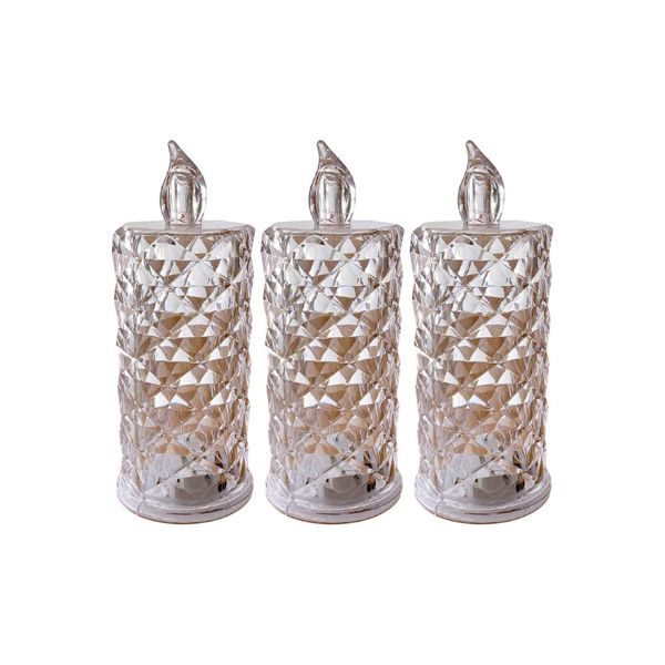 Imagen de Pack 3 Velas De Luz Led Diamantada 5cm Ancho X 12cm Alto