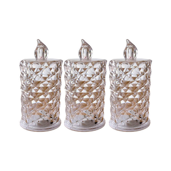 Imagen de Pack 3 Velas De Luz Led Diamantada 5cm Ancho X 9cm Alto