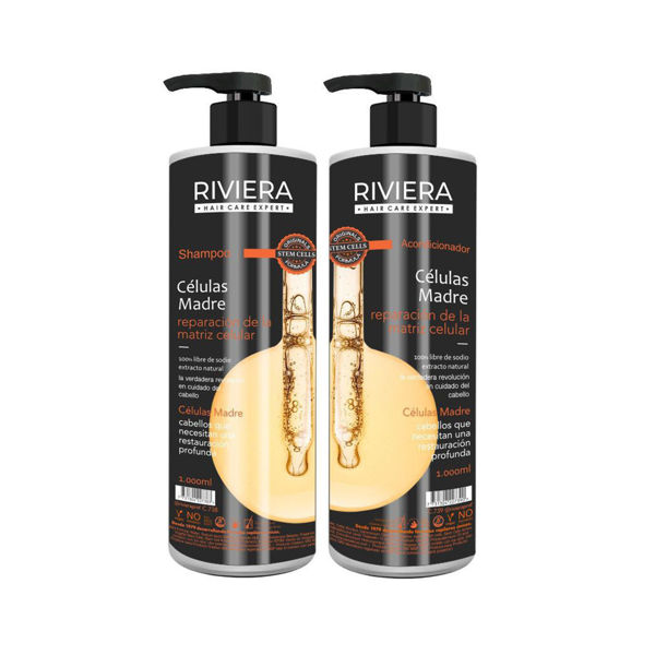 Imagen de Shampoo Sin Sal Riviera Células Madre 1L + Acond. Sin Sal Riviera Células Madre 1L
