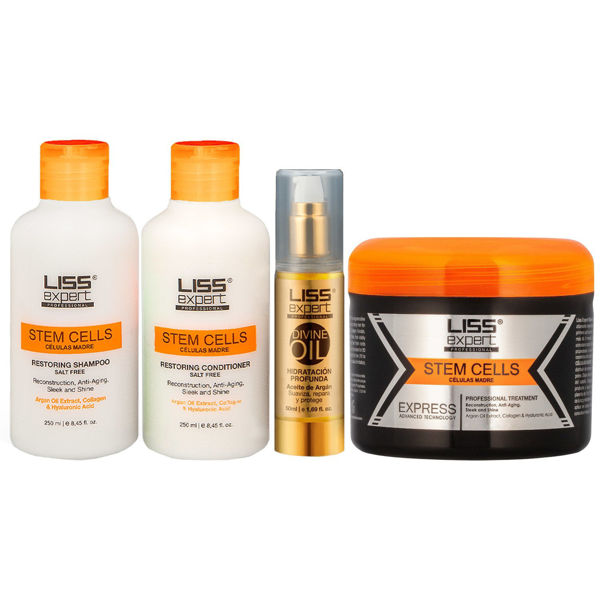 Imagen de Alisado Progresivo Liss Expert 250ml + Shampoo Sin Sal 250ml + Acondicionador Sin Sal 250ml + Aceite De Argán 50ml