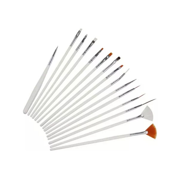 Imagen de Set 15 Pinceles Blancos Para Uñas Acrilico Manicura Pedicura