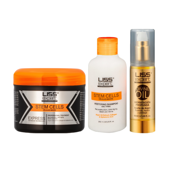 Imagen de Alisado De Células Madre Liss Expert 250gr + Shampoo Sin Sal 250ml + Oleo Celulas Madre 50ml