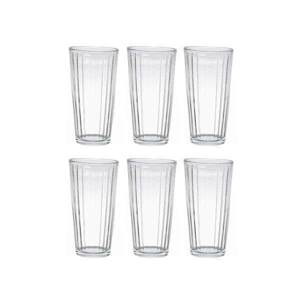 Imagen de 6 Vasos Largos De Vidrio Transparente Varios Diseños 200ml