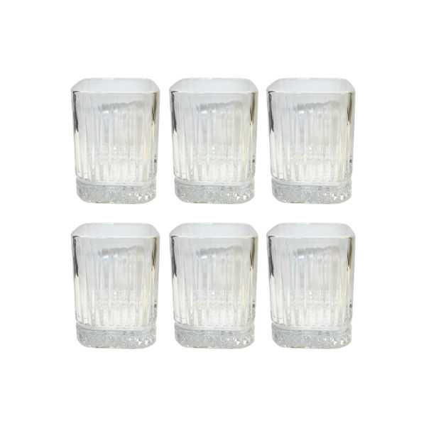 Imagen de 6 Vasos Vidrio Transparente Cuadrados Para Whisky 200ml