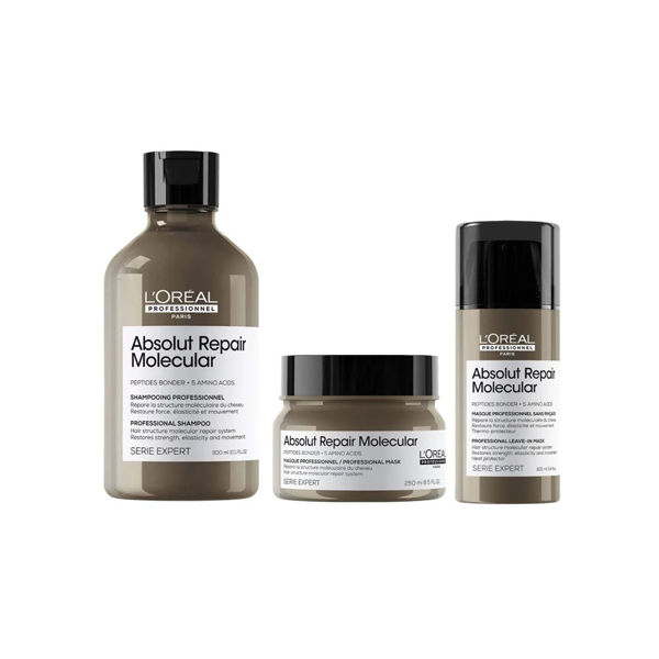 Imagen de Pack Loreal Absolut Repair Molecular Shampoo + Máscara + Crema Sin Enjugue