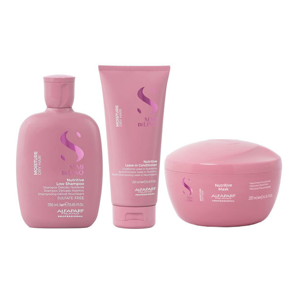 Imagen de Pack Alfaparf Semi Di Lino Nutritive Shampoo 250ml + Acondicionador 200ml + Máscara 200ml