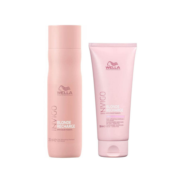 Imagen de Pack Wella Invigo Blonde Recharge Shampoo 250ml + Acondicionador 200ml