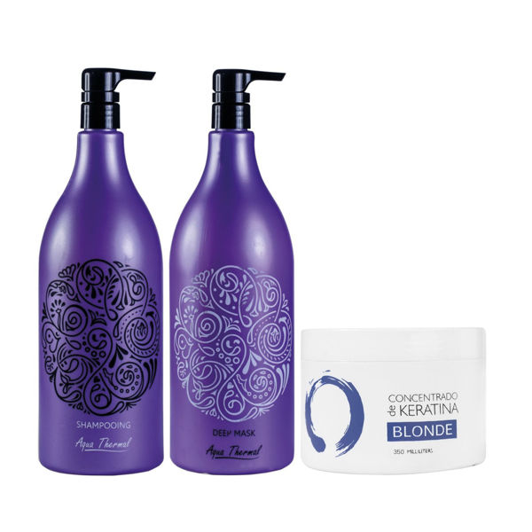Imagen de Pack Shampoo Sin Sal Aqua Thermal Pro Vitamina 1,5L + Acond + Keratina Blonde 350ml