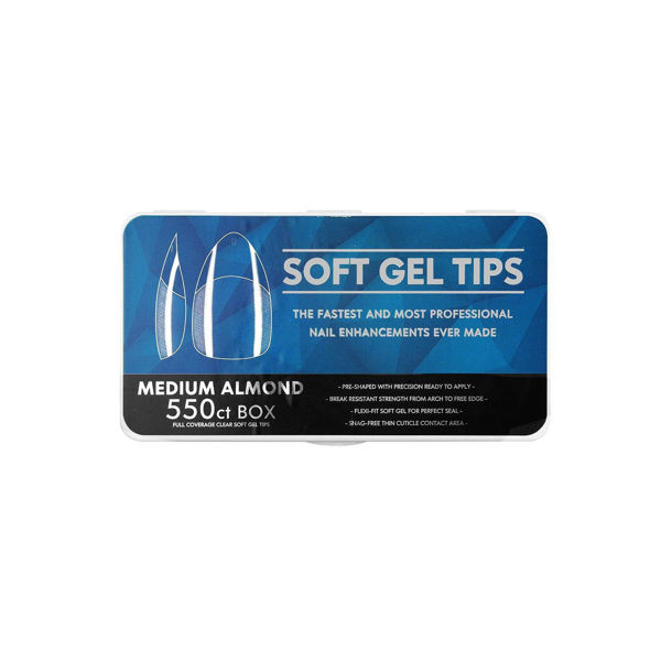 Imagen de Tips Transparentes Medium Almond Para Soft Gel 550 Unidades