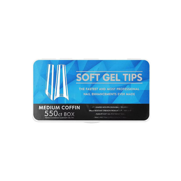 Imagen de Tips Transparentes Medium Coffin Para Soft Gel 550 Unidades