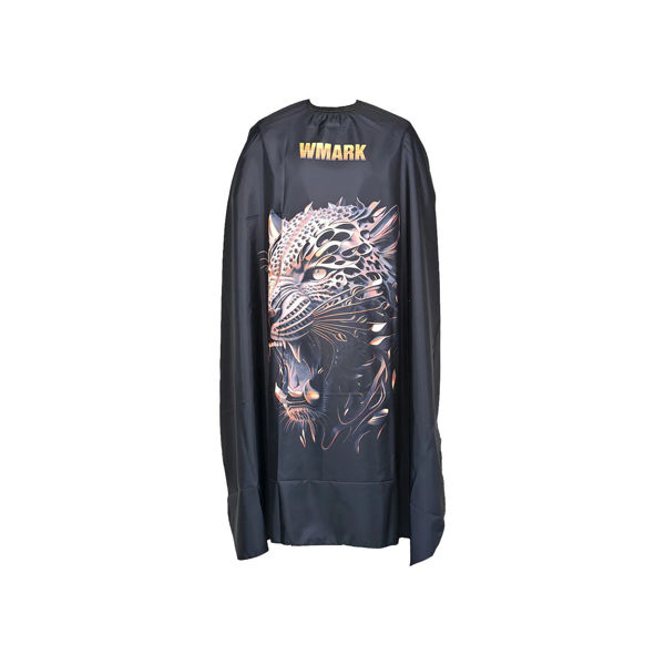 Imagen de Capa De Corte De Pelo Wmark Negro Con Tigre Dorado Para Barberia