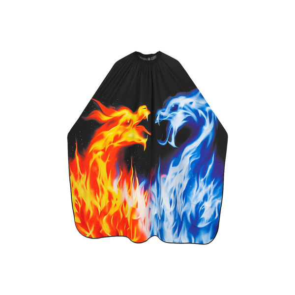Imagen de Capa De Corte De Pelo Diseño Dragones Fuego Y Agua Para Barberia