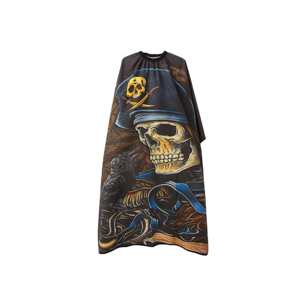 Imagen de Capa De Corte De Pelo Diseño Calavera Pirata Para Barberia