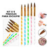 Imagen de Set 5 Pinceles Para Esculpir Acrílico Manicura 2/4/6/8/10
