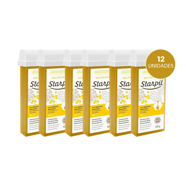 Imagen de Pack 12 Ceras Depilatorias Rollon Starpil Natural Miel 100gr