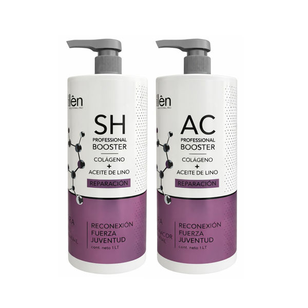 Imagen de Pack Shampoo Reparación Millên Con Colágeno Y Aceite De Lino 1L + Acondicionador 1L
