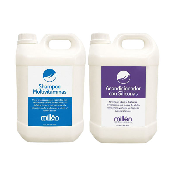 Imagen de Pack Shampoo Millên Multivitaminas 3 Litros + Acondicionador Con Siliconas 3 Litros